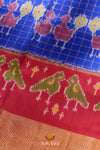 Blue Pochampally Silk Pattu Pavadai Unstitched Material For Kids !!!