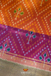 Orange Pochampally Silk Pattu Pavadai Unstitched Material For Kids !!!