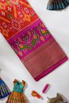 Orange Silk Pattu Pavadai Unstitched Material For Kids !!!