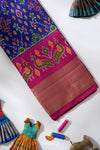 Blue Pochampally Silk Pattu Pavadai Unstitched Material For Kids !!!