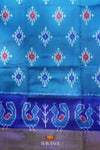 Blue Pochampally Silk Pattu Pavadai Unstitched Material For Kids !!!