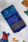 Blue Pochampally Silk Pattu Pavadai Unstitched Material For Kids !!!