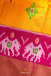 Yellow Pochampally Silk Pattu Pavadai Unstitched Material For Kids !!!