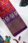Red Pochampally Silk Pattu Pavadai Unstitched Material For Kids !!!