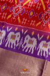 Red Pochampally Silk Pattu Pavadai Unstitched Material For Kids !!!