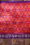 Red Pochampally Silk Pattu Pavadai Unstitched Material For Kids !!!