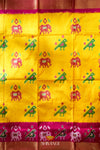 Yellow Pochampally Silk Pattu Pavadai Unstitched Material For Kids !!!