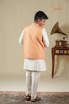 Ethnic Waer - Peach Boys Floral Nehru Jacket With Kurta Set !!!