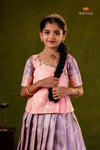 Pink Mango Bloom Traditional Pattu Pavadai Set for Girls