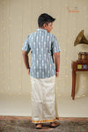 Boys Grey Handloom Ikat Shirt !!!
