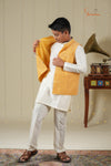 Ethnic Waer - Yellow Boys Floral Nehru Jacket With Kurta Set !!!