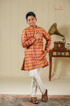 Ethnic Waer - Mustard Boys Mughal Jacquard Cotton Kurta Set !!!