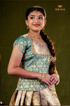 Ramar Green Golden Tulip Traditional Pattu Pavadai Set for Girls