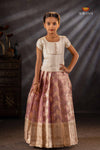 Pink Tissue Cluster Traditional Pattu Pavadai Set for Girls