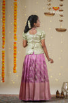 Festive Collection - Pink Floral Spindle Pattu Pavadai !!!