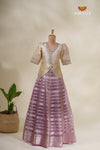 Metallic Crush Magenta Mom And Daughter Saree and Pattu Pavadai Combo Set !!!