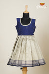 Blue Banaras Mughal Frock For Girls