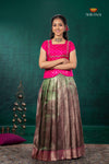 Green Mugil Mozhi Traditional Pattu Pavadai Set for Girls