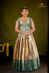 Ramar Green Golden Tulip Traditional Pattu Pavadai Set for Girls