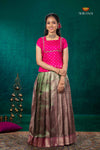 Green Mugil Mozhi Traditional Pattu Pavadai Set for Girls