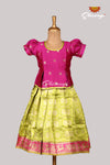 Green Peacock Circle Just Born Pattu Pavadai for Babies