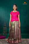 Green Mugil Mozhi Traditional Pattu Pavadai Set for Girls