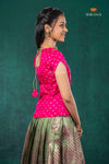Green Mugil Mozhi Traditional Pattu Pavadai Set for Girls