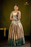 Ramar Green Golden Tulip Traditional Pattu Pavadai Set for Girls