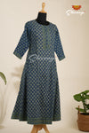 Green with Blue Mulmul Cotton Kurti For Women - BA27MULC