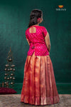 Orange Mugil Mozhi Traditional Pattu Pavadai Set for Girls