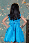 Sky Blue Chanderi Floral Creeper Frock For Kids