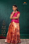 Orange Mugil Mozhi Traditional Pattu Pavadai Set for Girls