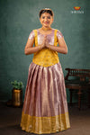 Pink Silver Stone Traditional Pattu Pavadai Set for Girls
