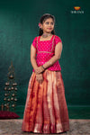Orange Mugil Mozhi Traditional Pattu Pavadai Set for Girls