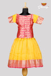 Yellow Shaded Checks Just Born Pattu Pavadai For Babies