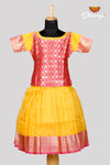 Yellow Shaded Checks Just Born Pattu Pavadai For Babies