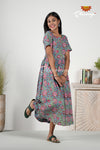 Rama Green Bagru Floral Frock For Kids