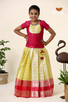 Girls Yellow Floating Mango Butta Pattu Pavadai