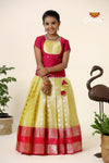 Girls Yellow Floating Mango Butta Pattu Pavadai