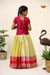 Girls Yellow Floating Mango Butta Pattu Pavadai