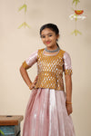 Silver Algae Red Pattu Pavadai For Girls - Festive Wear!!!