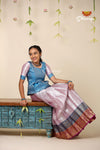 Silver Algae Magenta Pattu Pavadai For Girls - Festive Wear!!!