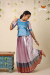 Silver Algae Magenta Pattu Pavadai For Girls - Festive Wear!!!