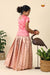Pink Floral drops Pattu pavadai For Kids