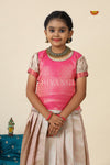 Pink Bubble Grass Pattu Pavadai For Girls - Festive Wear!!!