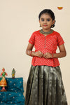 Grey Paithani Parakeet Pattu Pavadai For Girls - Festive Wear!!!