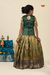 Green Pink Cock Pattu Pavadai For Girls - Festive Wear!!!