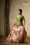 Girls Peach Pine Creeper Pattu Pavadai Langa Designs
