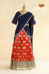 Red Peacock Patola Half Saree | Langa Dhavani For Girls!!!