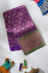 Purple Pattu Pavadai Unstitched Material For Kids !!!